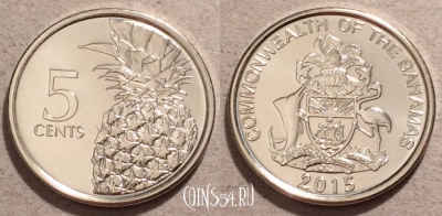 Багамы 5 центов 2015 года, UNC, 108-047