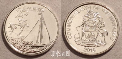 Багамы 25 центов 2015 года, UNC, 108-049
