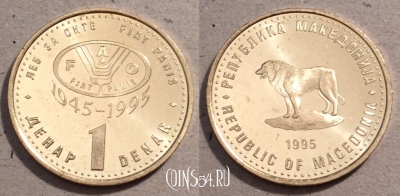 Македония 1 денар 1995 года, KM# 5, UNC, 108-065