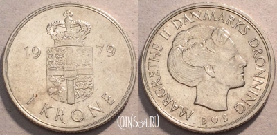 Дания 1 крона 1979 года, см. сост., 94-005