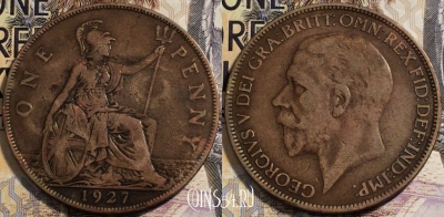 Великобритания 1 пенни 1927 года, KM# 826, 94-055