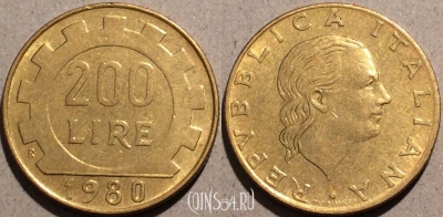Италия 200 лир 1980 год, KM# 105, 95-006