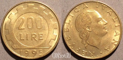 Италия 200 лир 1995 года, KM# 105, 095-016