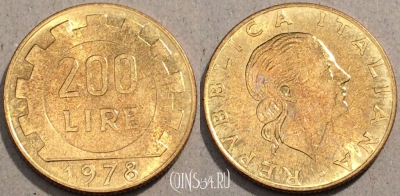 Италия 200 лир 1978 года, KM# 105, 095-025