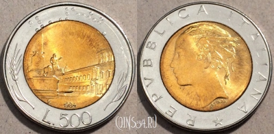 Италия 500 лир 1984 года, KM# 111, 095-046