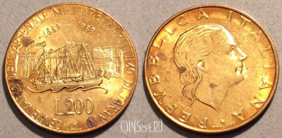 Италия 200 лир 1989 года, KM# 130, 95-068