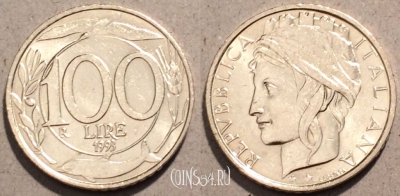 Италия 100 лир 1993 года, KM# 159, 95-069