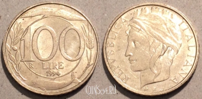 Италия 100 лир 1994 года, KM# 159, 95-071