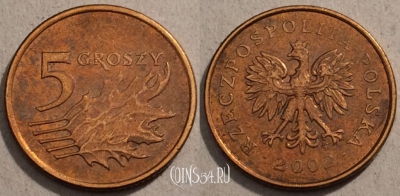 Польша 5 грошей 2002 года Y# 278, 97-030