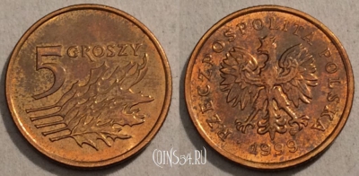 Польша 5 грошей 1999 года, Y# 278, 97-033