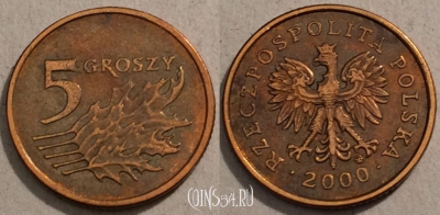 Польша 5 грошей 2000 год, Y# 278, 97-035