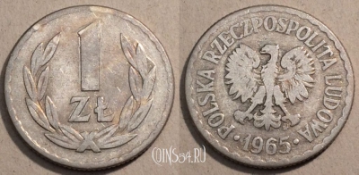 Польша 1 злотый 1965 года, Y# 49.1, 97-039