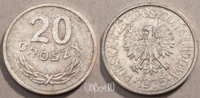 Польша 20 грошей 1975 года Y# A47, 097-064