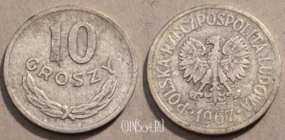 Польша 10 грошей 1967 год Y# AA47, 97-076