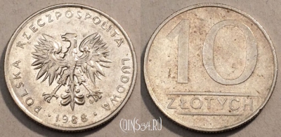 Польша 10 злотых 1988 года, Y# 152.1, 97-131