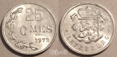 Люксембург 25 сантимов 1972 года, KM# 45a, 99-041