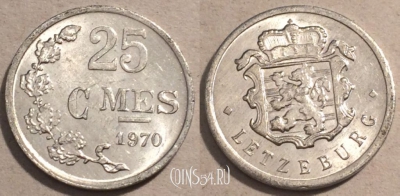 Люксембург 25 сантимов 1970 года, KM# 45a, 099-044