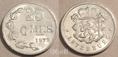 Люксембург 25 сантимов 1972 г., KM# 45a, 99-045