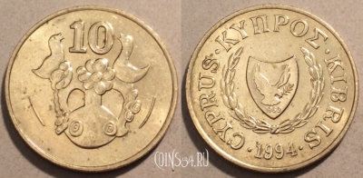 Кипр 10 центов 1994 года, KM# 56.3, 099-087