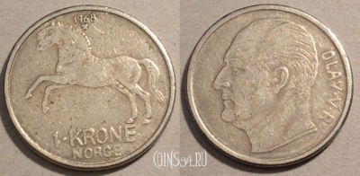 Норвегия 1 крона 1968 года, KM# 409, 099-122