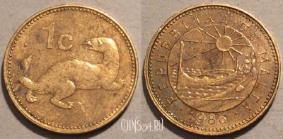 Мальта 1 цент 1986 года, KM# 78, 99-144