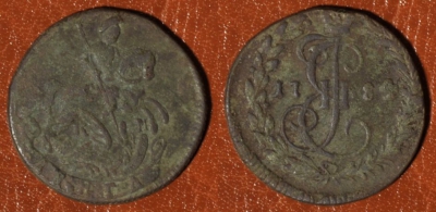 Денга 1784 КМ, Деньга, редкая, 01-033