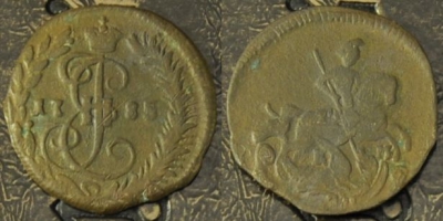 Денга 1785 КМ, Деньга, редкая, хорошая, 12-050