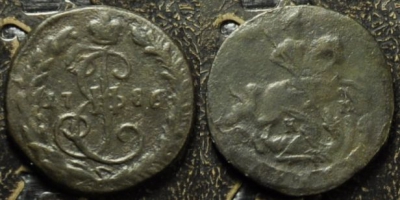 Денга 1786 КМ, Деньга, редкая, 01-024