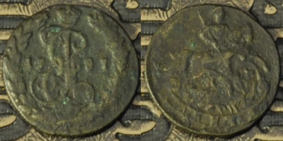 Денга 1787 КМ, Деньга, редкая, оригинал, 12-081