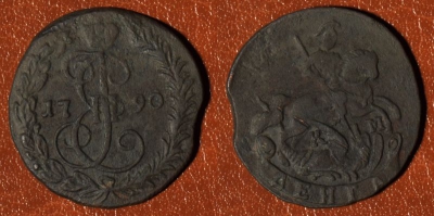 Денга 1790 КМ, Деньга, редкая, отличная, 19-005