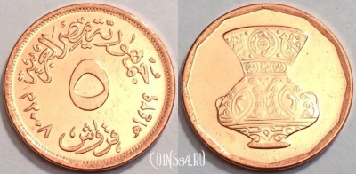 Египет 5 пиастров 2008 UNC, 74-037a