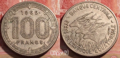 Экваториальная Африка 100 франков 1966 г., KM# 5, 224-128