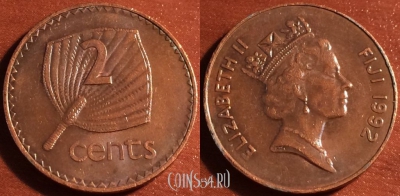 Фиджи 2 цента 1992 год, KM# 50a, 057-017