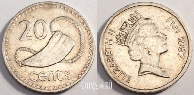Фиджи 20 центов 1987 года, KM# 53, 81-048b