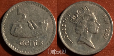 Фиджи 5 центов 1987 года, KM# 51, 55-167