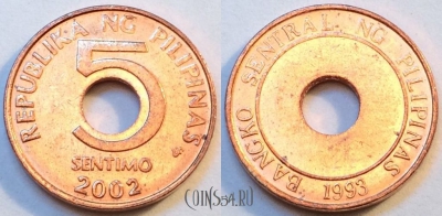 Филиппины 5 сентимо 2002 года, KM# 268,