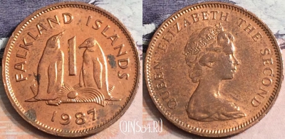 Фолклендские острова 1 пенни 1987 года, KM# 2, a082-099