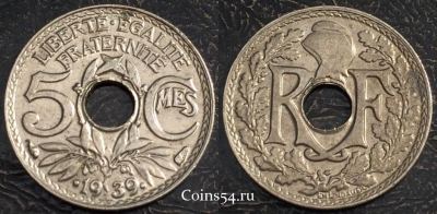 Франция 5 сантимов 1939, см. состояние, 82-053a
