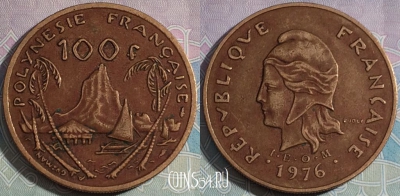 Французская Полинезия 100 франков 1976 года, KM# 14