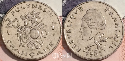 Французская Полинезия 20 франков 1983 г., KM# 9, a141-099