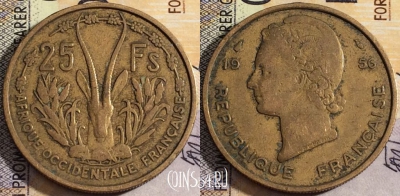 Французская Западная Африка 25 франков 1956 года, 158-044