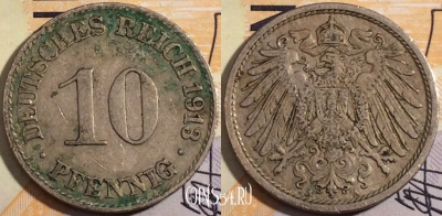 Германия (Империя) 10 пфеннигов 1913 A, KM# 12, 187-119