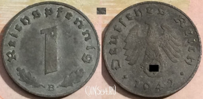 Германия (Третий рейх) 1 рейхспфенниг 1942 года B, KM 97