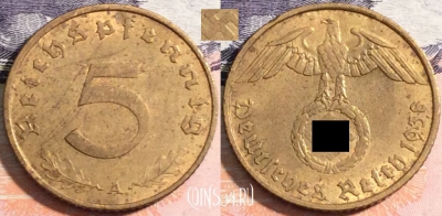 Германия (Третий рейх) 5 рейхспфеннигов 1938 A, 164-088
