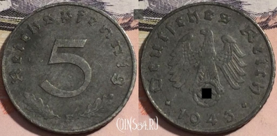 Германия (Третий рейх) 5 рейхспфеннигов 1943 года E,