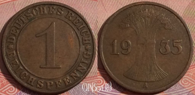 Германия 1 рейхспфенниг 1935 года A, KM# 37, a138-081
