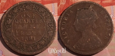 Индия (Британская) 1/4 анна 1891 года, KM# 486, a142-048