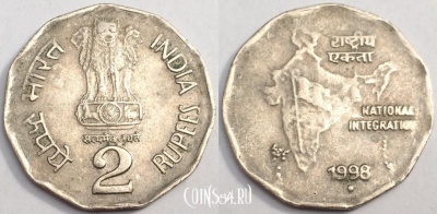 Индия 2 рупии 1998, см. состояние, 78-060a