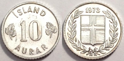 Исландия 10 аурар 1973, см. состояние, 81-018a