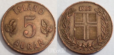 Исландия 5 эйре 1963 год, KM# 9, 72-046a